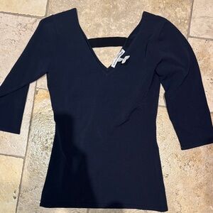 Autumn Cashmere Navy V-Neck Blouse